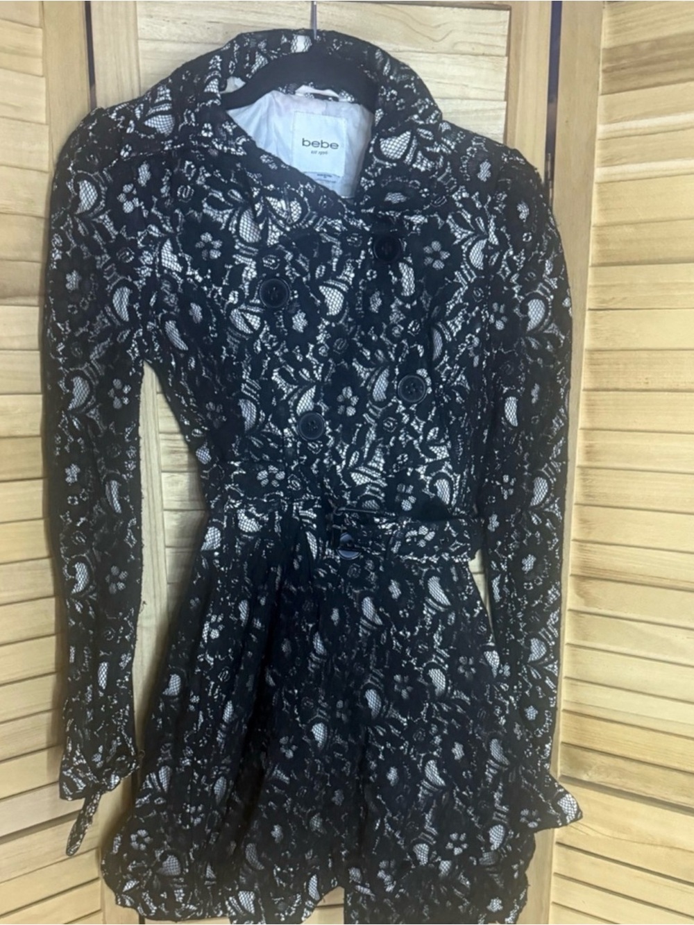 BEBE Vintage Lace Corset Trench Coat - Picture 3 of 4